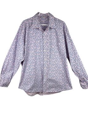 Boden Men’s Button Up Floral Shirt Blue Pink Size XL